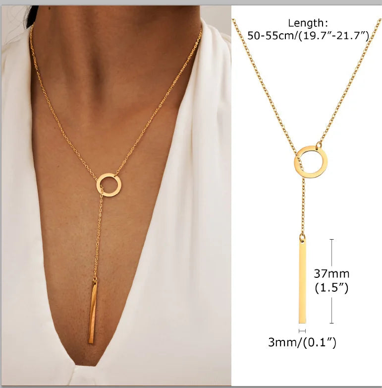 Elegant Lariat Necklace Y Shape Gold Plated Women Jewelry