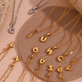 Elegant A-Z Bubble Letter Necklace Gold Plated Stainless Steel