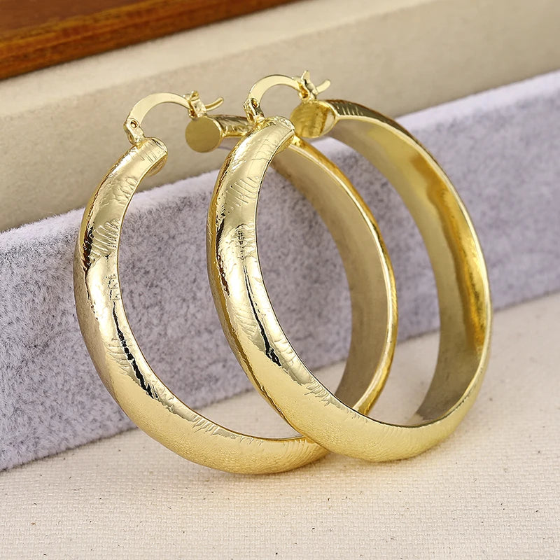 Huitan Gold Hoop Earrings 3 Style Circle Design Luxury Women Jewelry