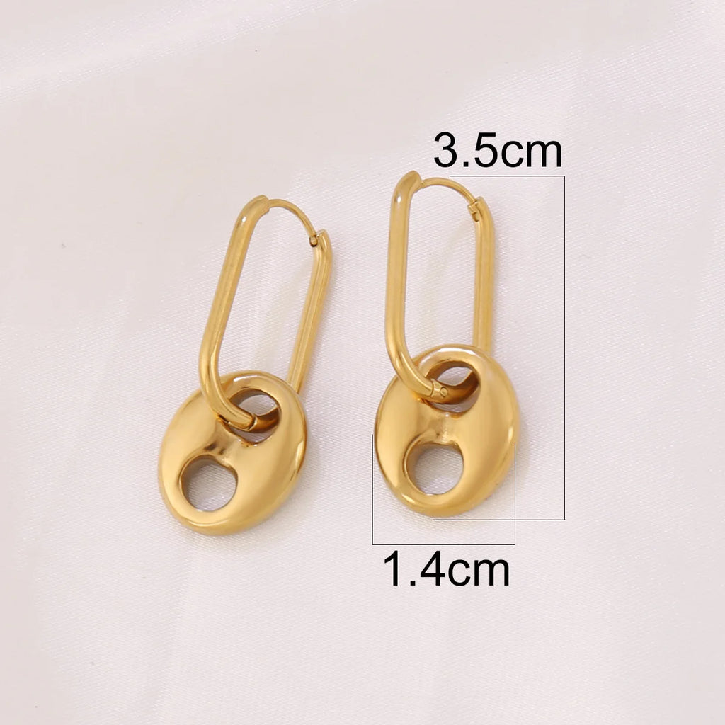 316L Coffee Bean U Shape Huggie Earrings Stainless Steel Women