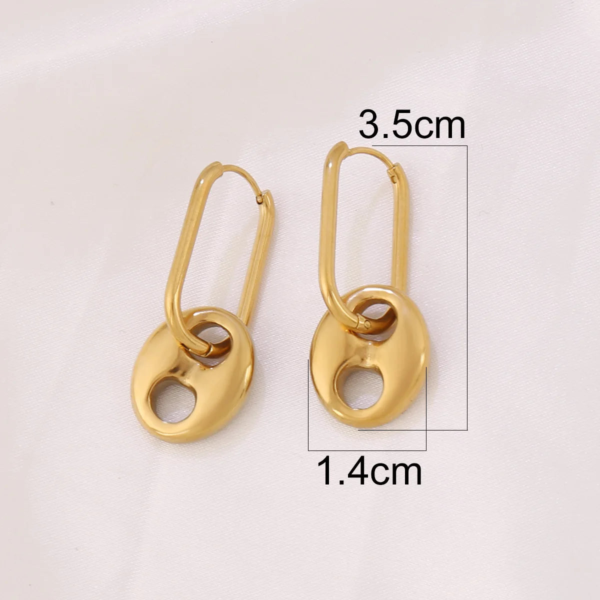 316L Coffee Bean U Shape Huggie Earrings Stainless Steel Women