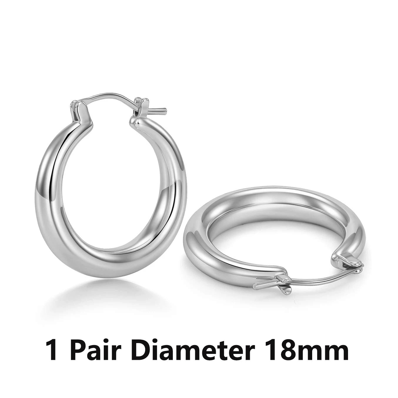 Shevalues Chunky Hoop Earrings 14K Gold 925 Silver Needle Women