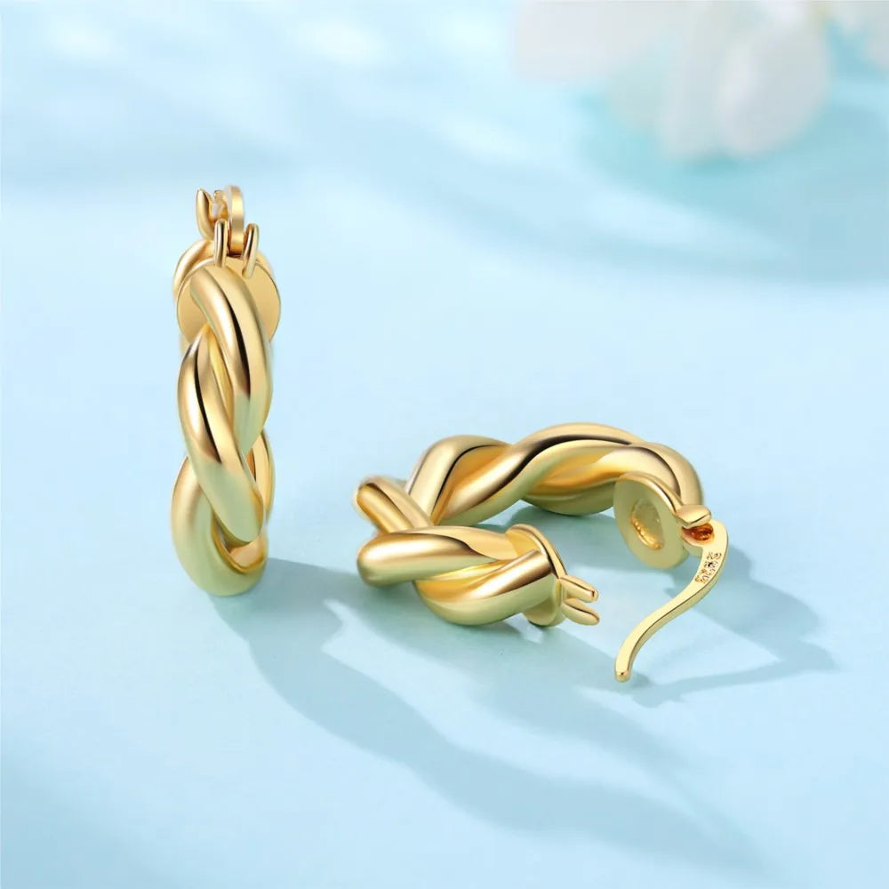 Elegant Gold Hoop Earrings 925 Silver Temperament Women