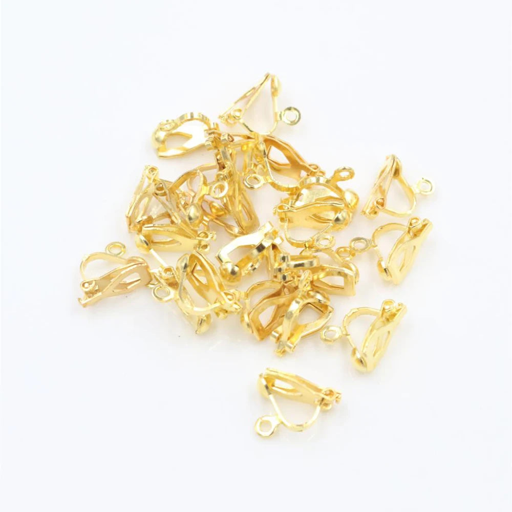 50pcs Plated Ear Clips 6 Colors DIY Earrings Findings Jewelry Parts