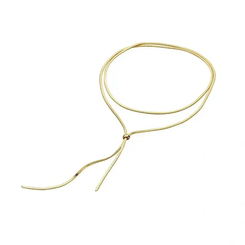 Luxury Snake Chain Necklace Pull-Out Adjustable Long Sweater Chain