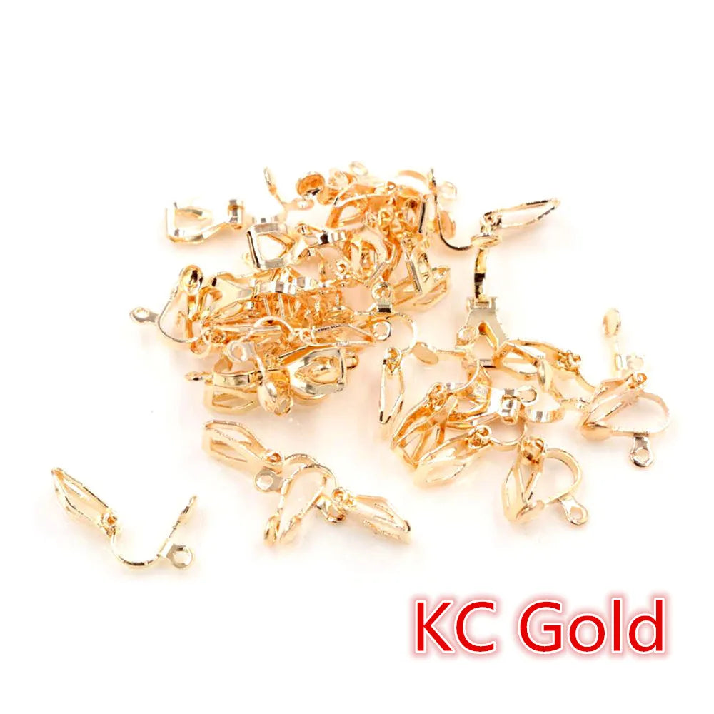 50pcs Plated Ear Clips 6 Colors DIY Earrings Findings Jewelry Parts