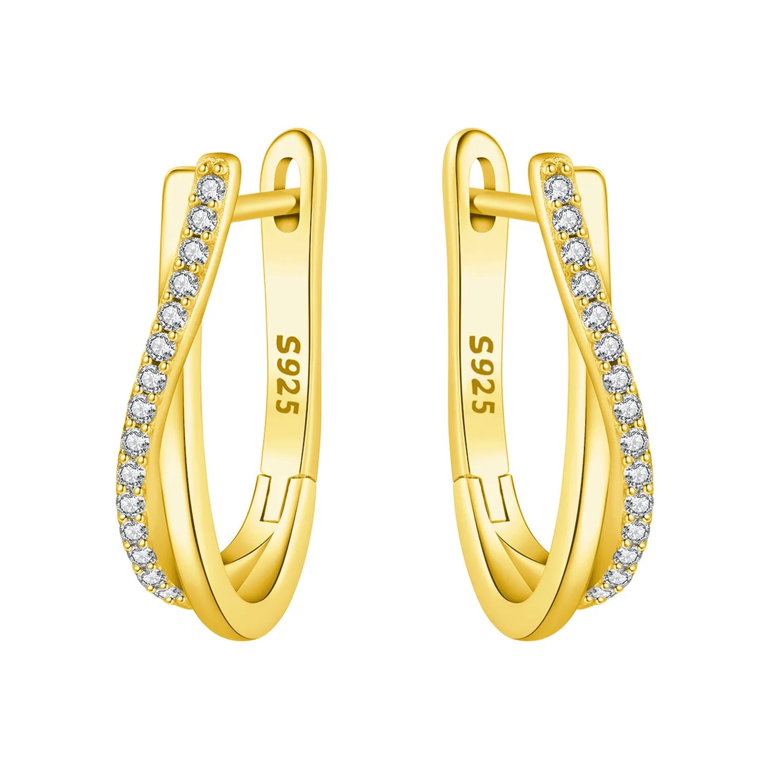 Elegant Gold Hoop Earrings 925 Silver Temperament Women