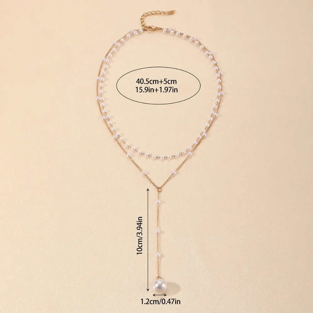 Elegant Double Layer Imitation Pearl Necklace Summer Beach Style