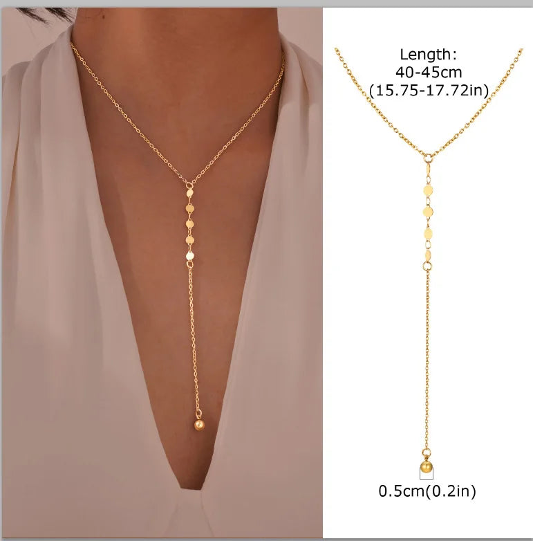 Elegant Lariat Necklace Y Shape Gold Plated Women Jewelry