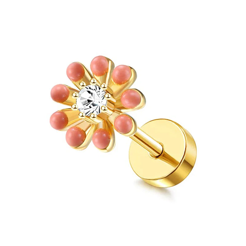 Surgical Steel Flat Back Cartilage Stud Earring Butterfly Flower