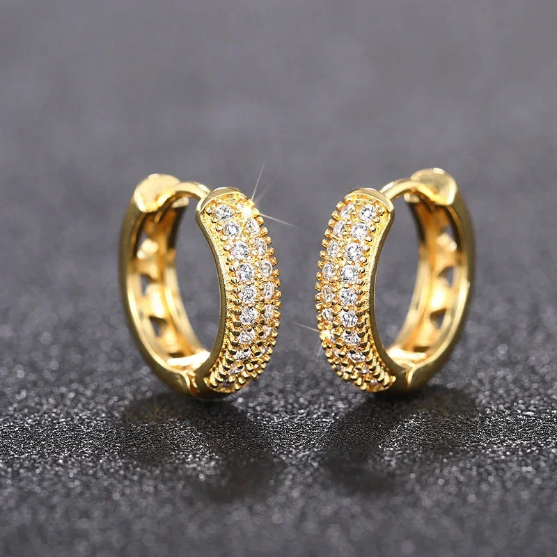 Minimalist Micro Inlaid Zircon Ear Buckle Elegant Daily Earrings