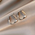 Gold Geometric U-Shaped Twisted Square Hoop Earrings for Women Trendy