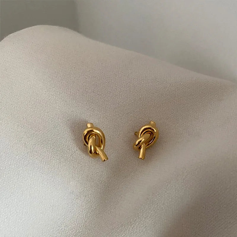 Small Knot Earrings Twist Design Elegant Women Jewelry