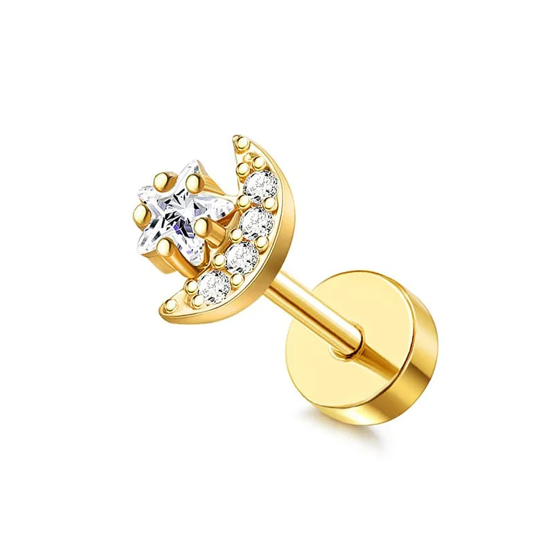 Surgical Steel Flat Back Cartilage Stud Earring Butterfly Flower