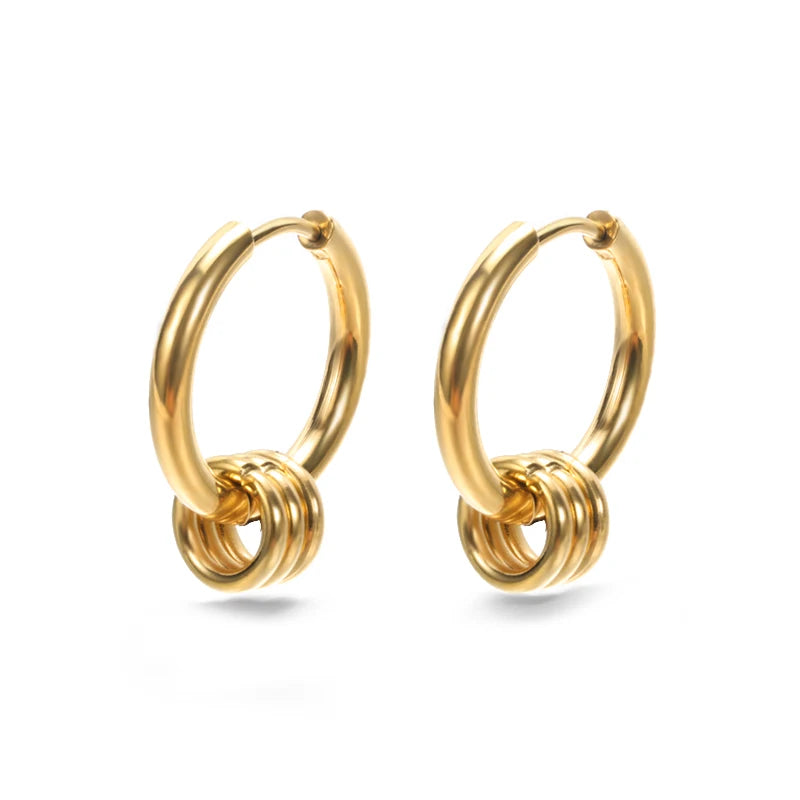 Chunky Gold Hoop Earrings Stainless Steel Minimalist Women Trend