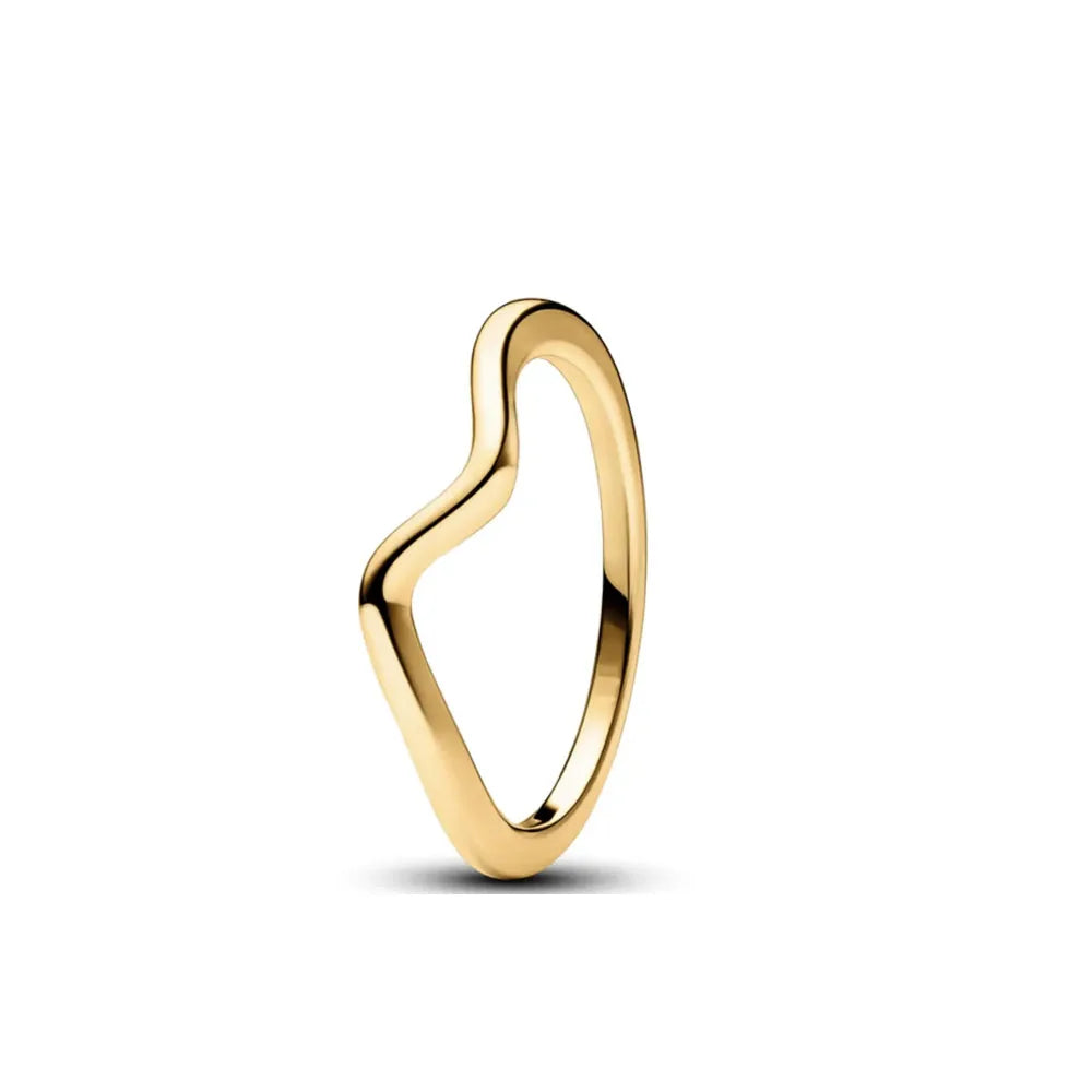 Elegant Gold Ring Sun Heart Bow 925 Silver Women Jewelry
