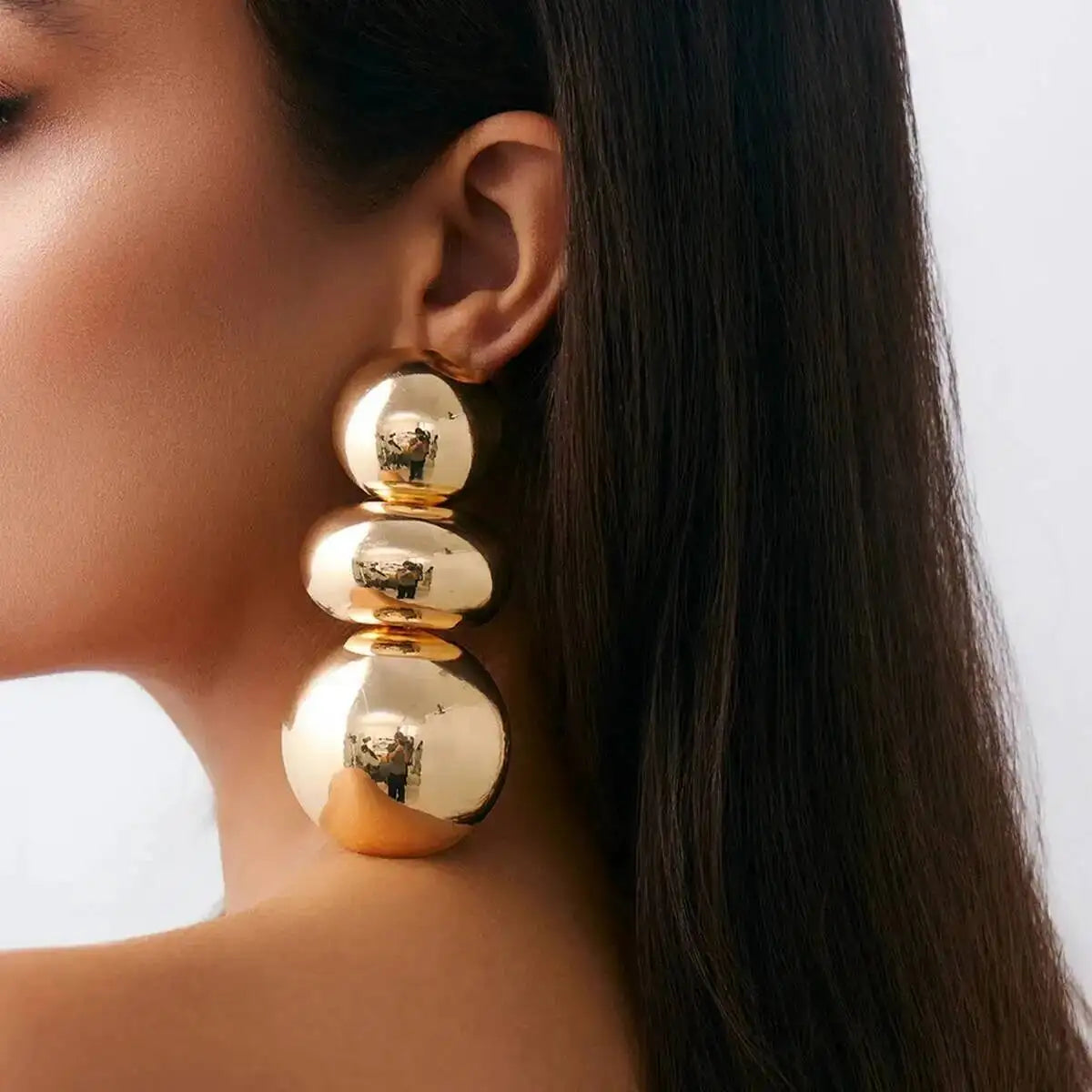 Vintage Geometric Round Drop Earrings Gold Steampunk Women Jewelry