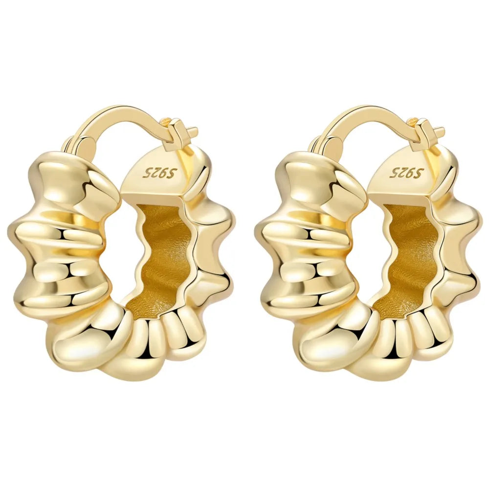 Elegant Gold Hoop Earrings 925 Silver Temperament Women
