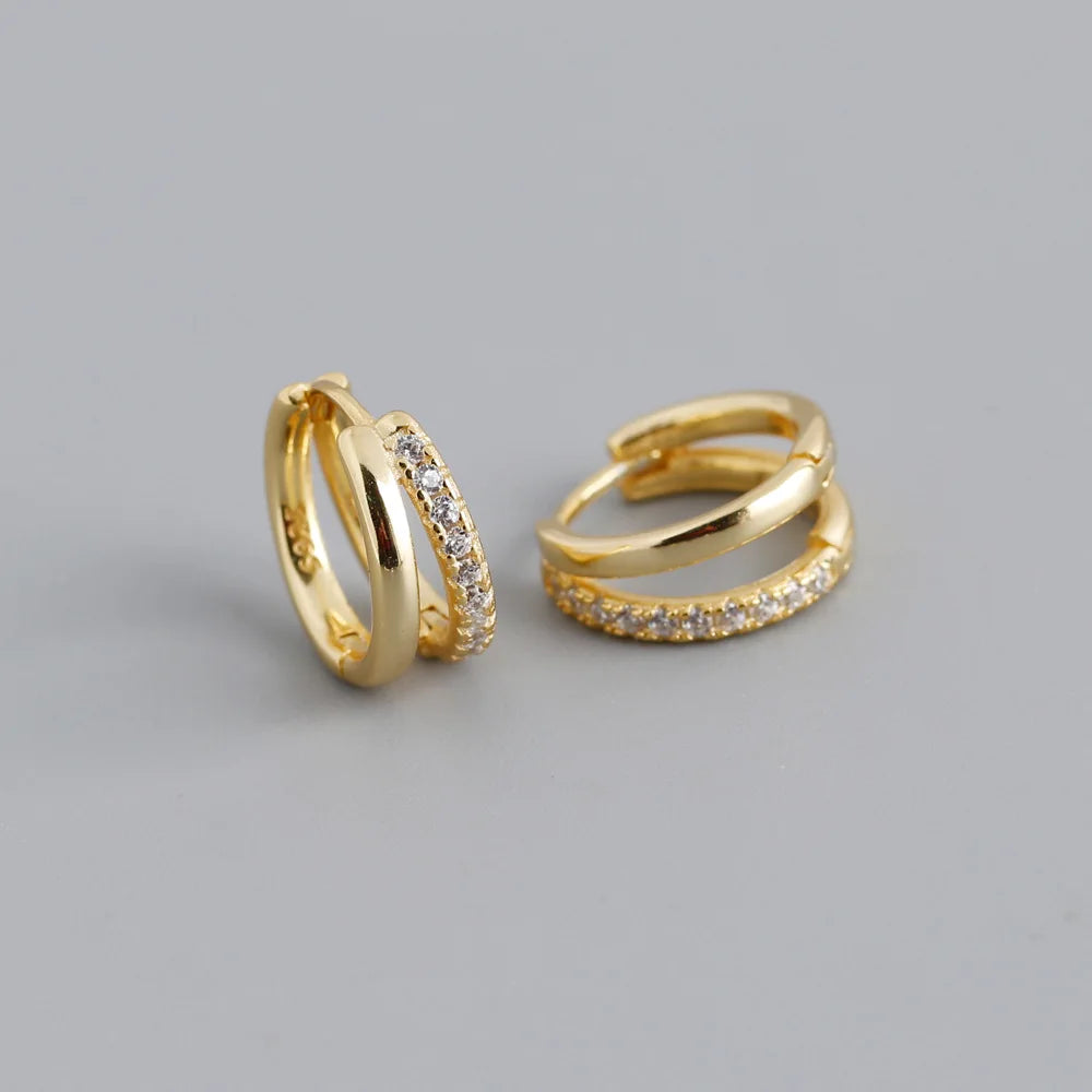 Zircon Star Hoop Earrings Stainless Steel Punk Unisex Rock Jewelry
