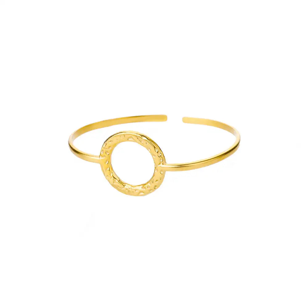 Gold Flower Cuff Bracelet Stainless Steel Floral Bangle for Women
