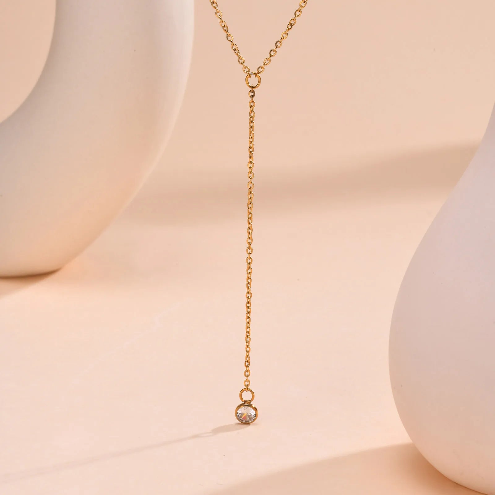 Elegant Y Drop Necklace Bar Pendant Stainless Steel Women