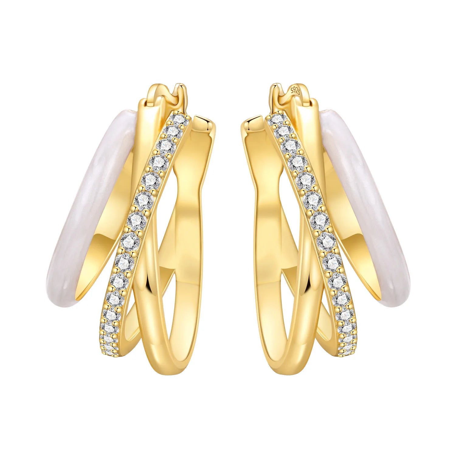 Elegant Square Hoop Earrings 18K Gold S925 Women Jewelry