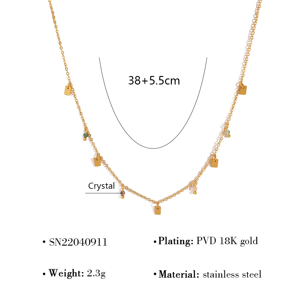 WILD & FREE Crystal Charm Necklace 18K Gold Stainless Steel Elegant