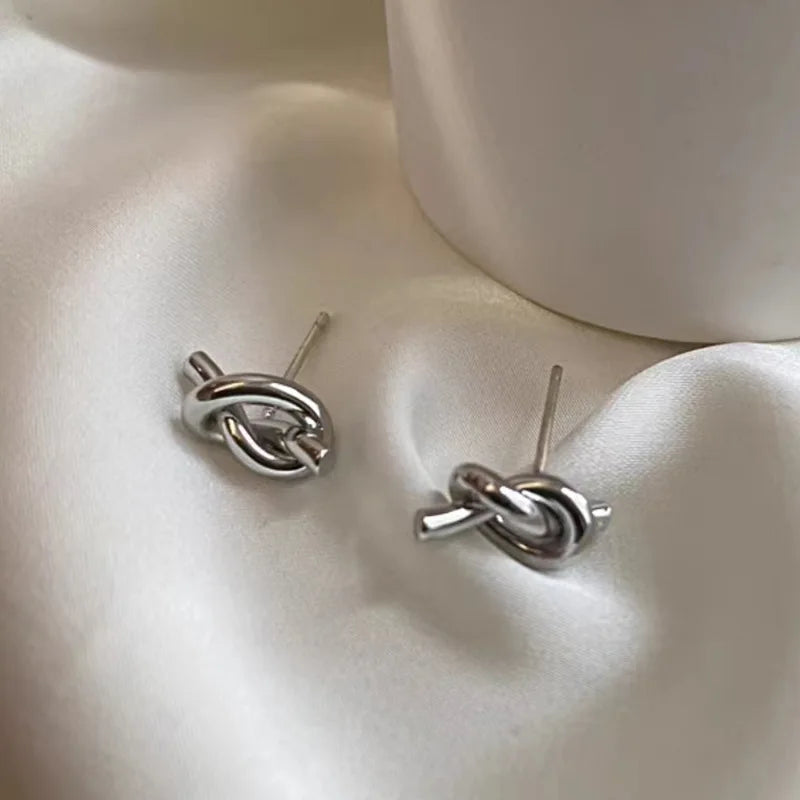 Small Knot Earrings Twist Design Elegant Women Jewelry