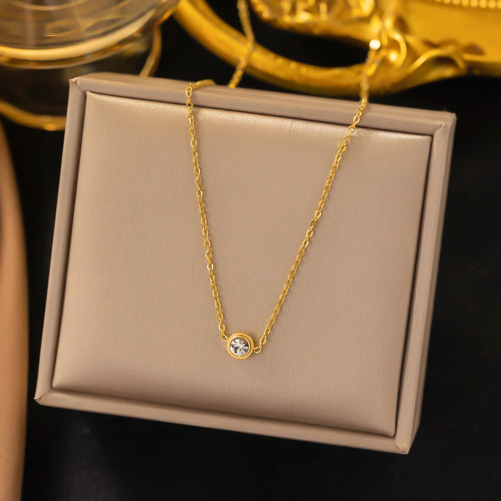 Elegant Small Pendant Necklace Fadeless Steel Adjustable Jewelry