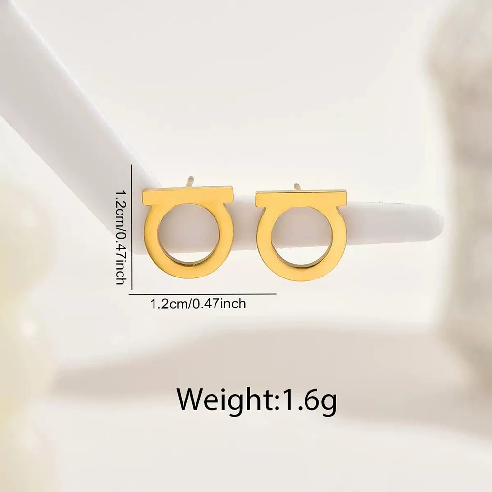 Elegant Initial D Earrings Simple Stainless Steel Fashion Women