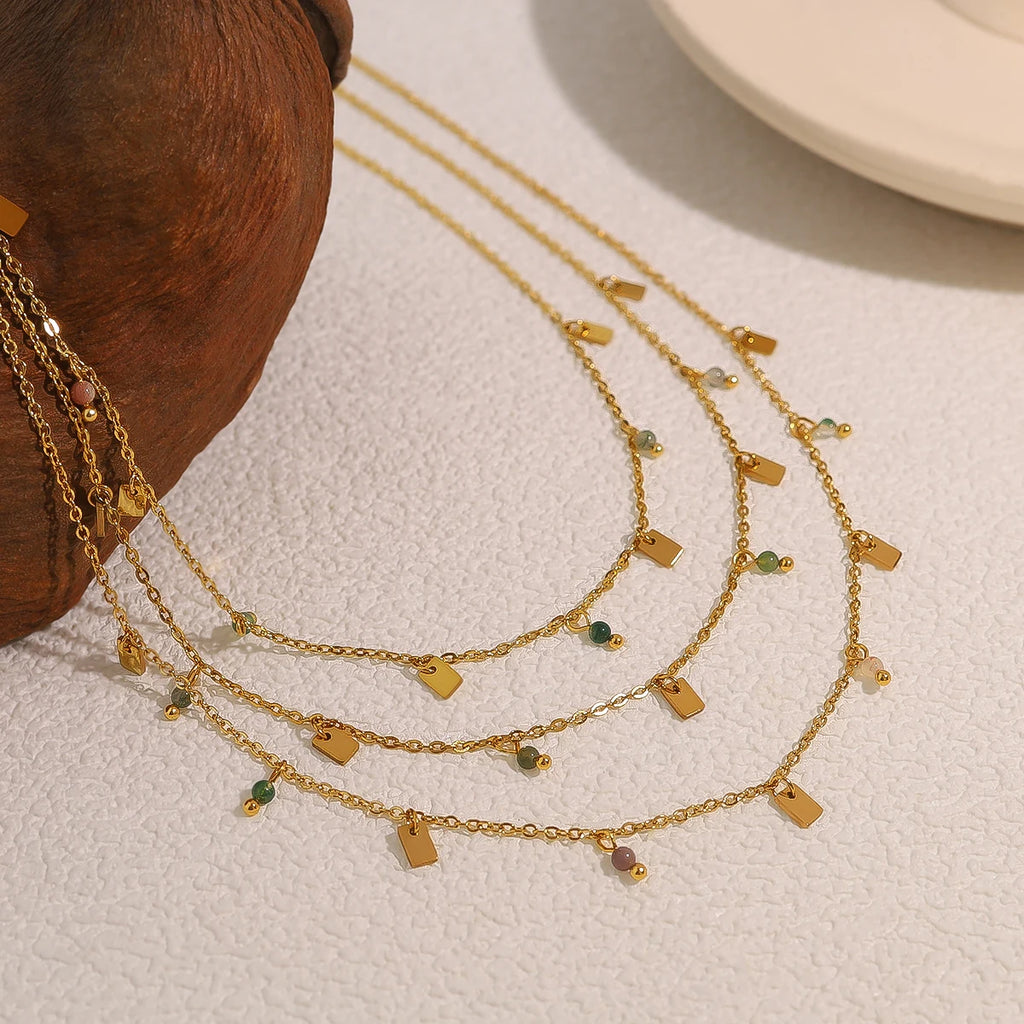 WILD & FREE Crystal Charm Necklace 18K Gold Stainless Steel Elegant