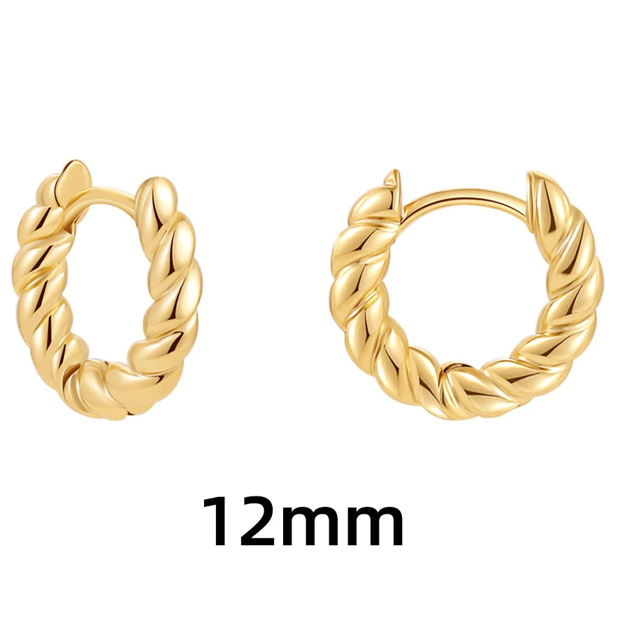 Trendy Twisted Hoop Earrings Gold Small Huggie Women