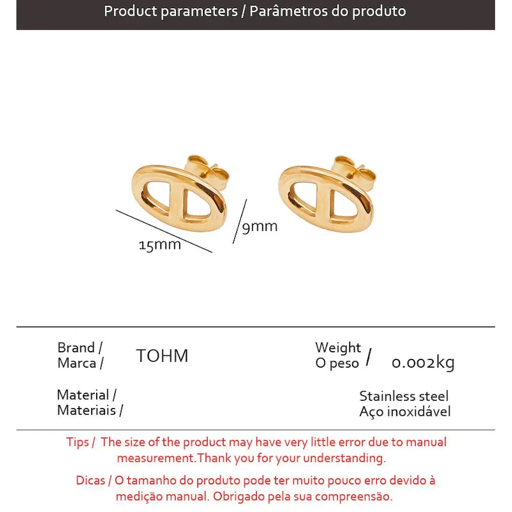 Vintage Stainless Steel Stud Earrings Gold Silver Aesthetic for Women