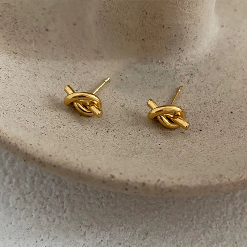 Small Knot Earrings Twist Design Elegant Women Jewelry