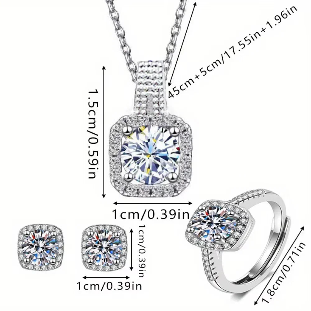 Shiny Geometric Zircon 3pcs Set Luxury Fashion Jewelry Women