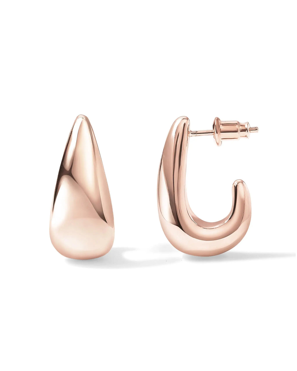 Shevalues 14K Gold Hoop Earrings Sterling Silver Post Huggie Women