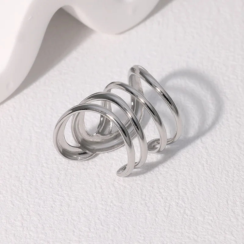 Stylish Irregular Wave Ring Adjustable Gold Tone Statement Ring