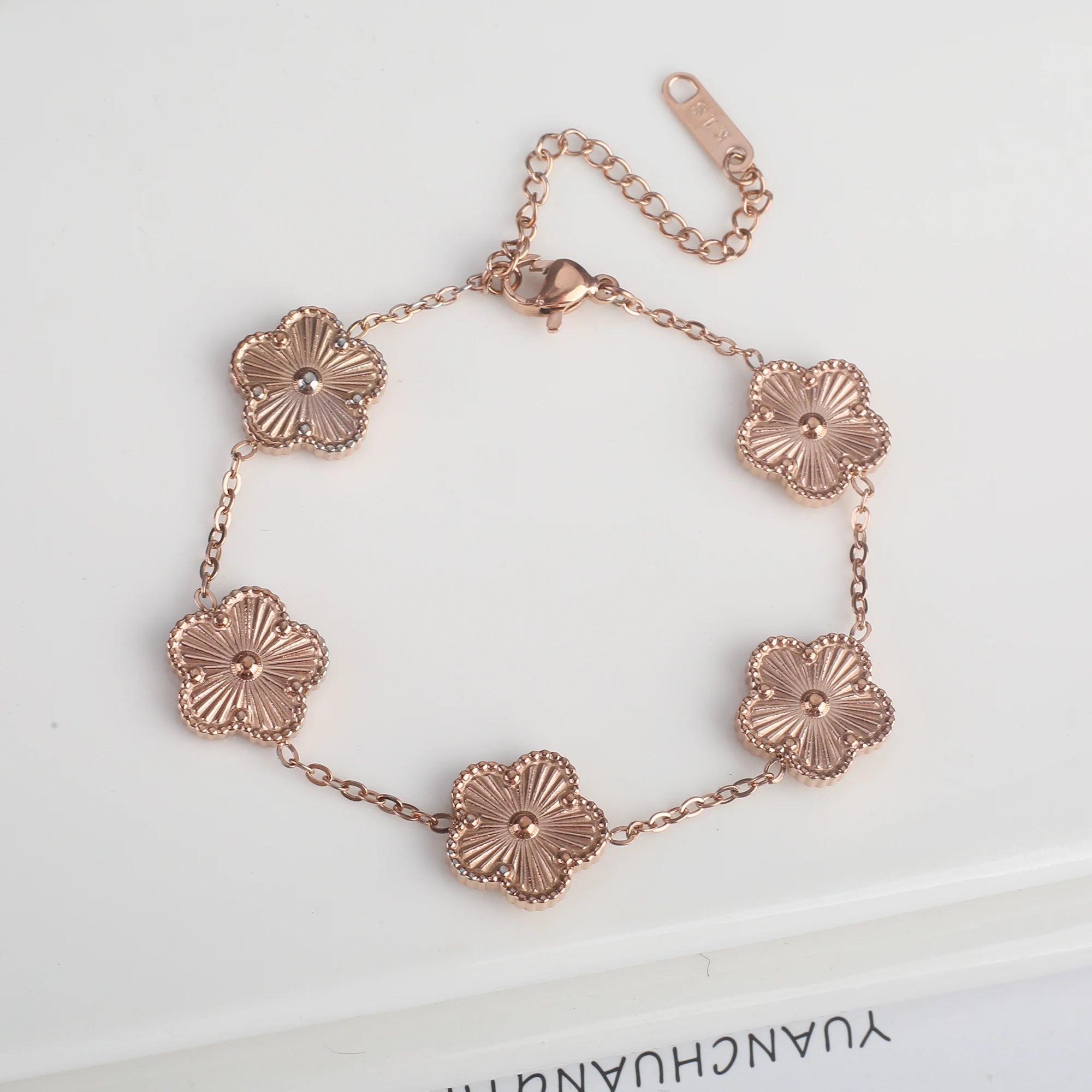 Five Leaf Clover Shell Bracelet Stainless Steel Colorful Women Jewelry