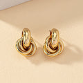 Elegant Knot Earrings Gold Silver Shiny Hoop Women Accessories