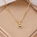 Turkish Blue Evil Eye Necklace Stainless Steel Zircon Lucky Charm