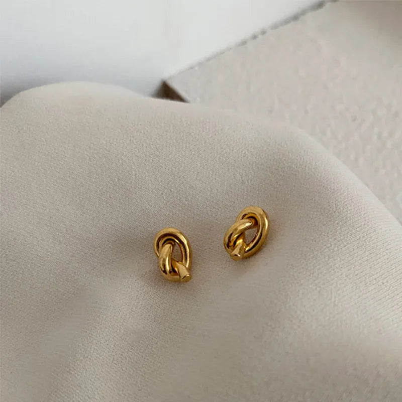 Small Knot Earrings Twist Design Elegant Women Jewelry