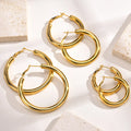 18K Gold Hoop Earrings 30-50mm Stainless Steel Minimalist Women