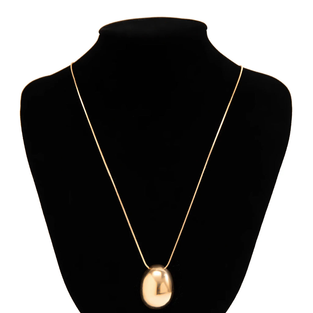 Salircon Oval Pendant Necklace Snake Chain Minimalist Punk Women
