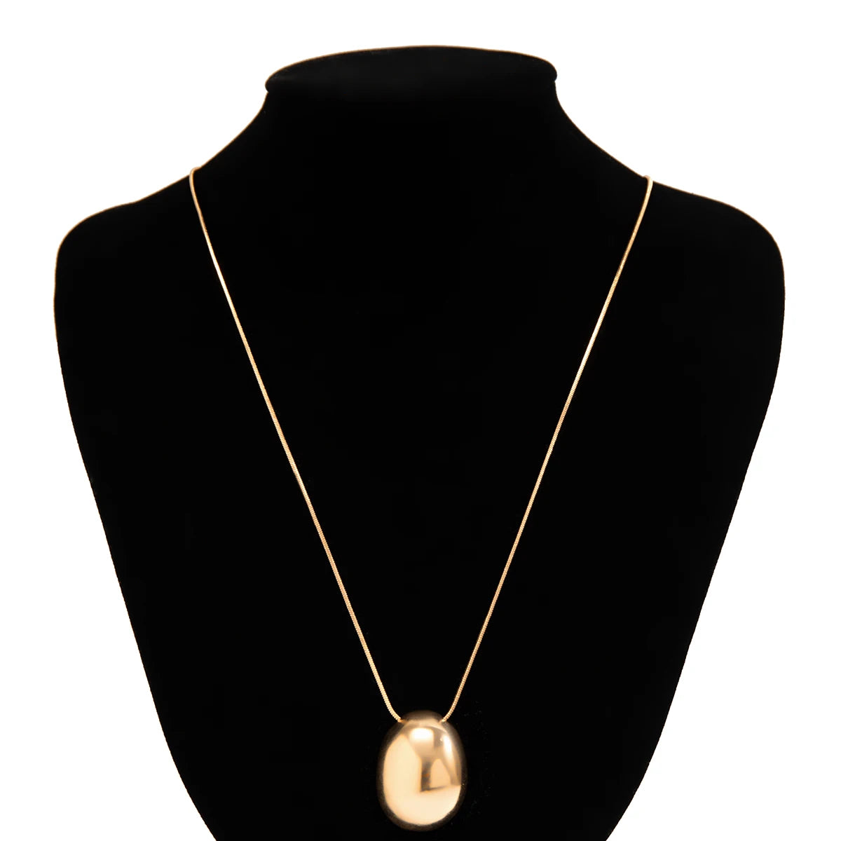 Salircon Oval Pendant Necklace Snake Chain Minimalist Punk Women