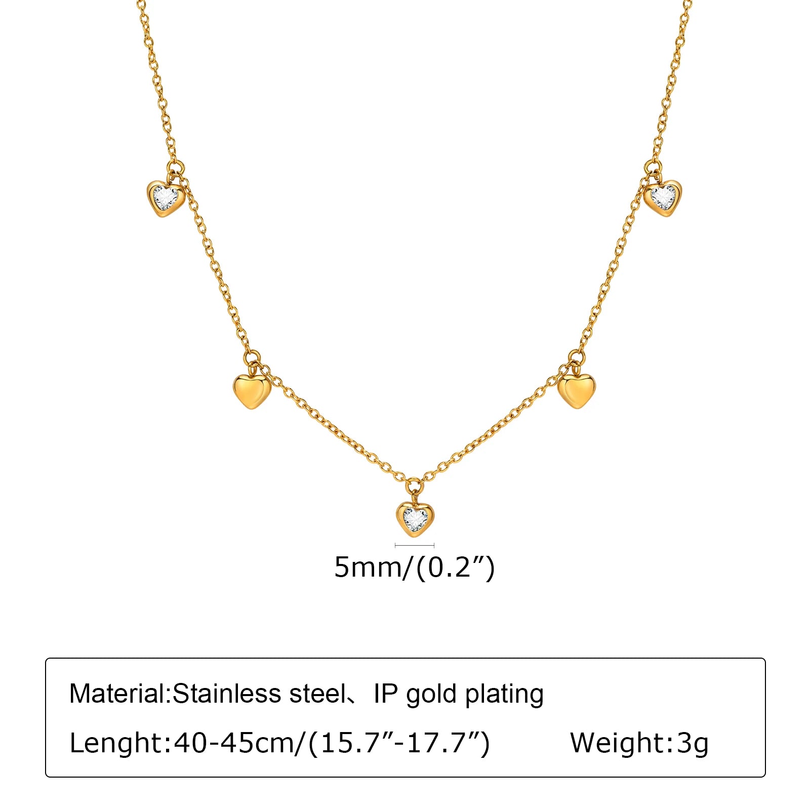 Minimalist Heart Chain Necklace Stackable Women Jewelry