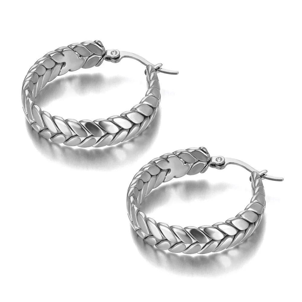 Lokaer Geometric Circle Earrings 14K Gold Stainless Steel Women