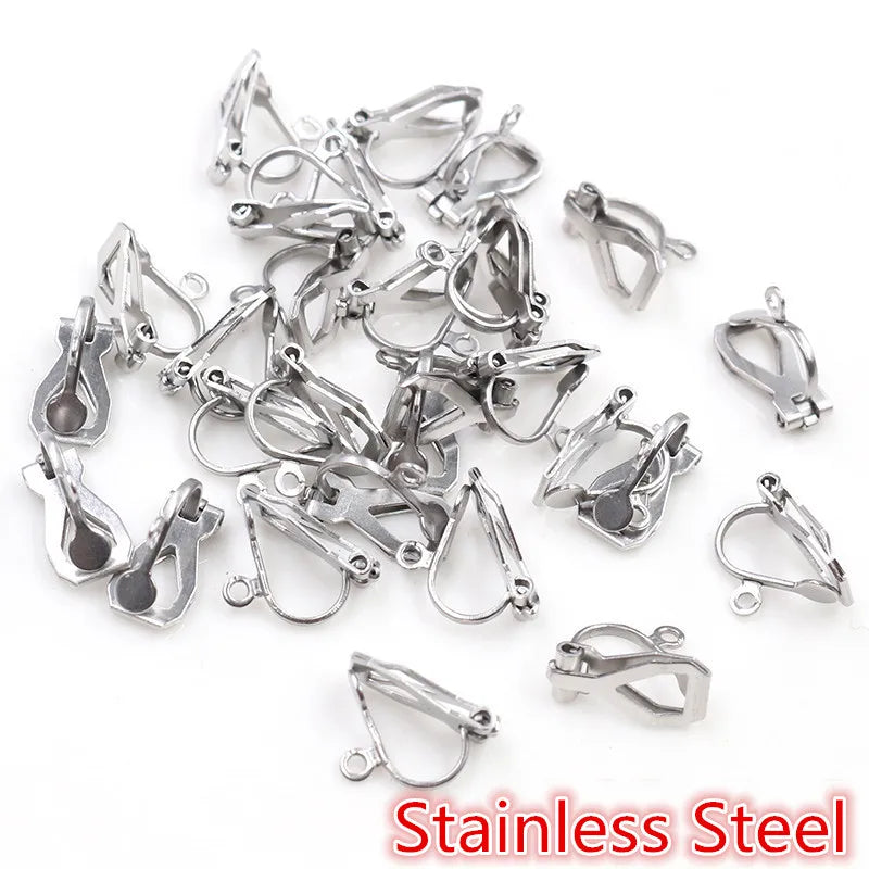 50pcs Plated Ear Clips 6 Colors DIY Earrings Findings Jewelry Parts