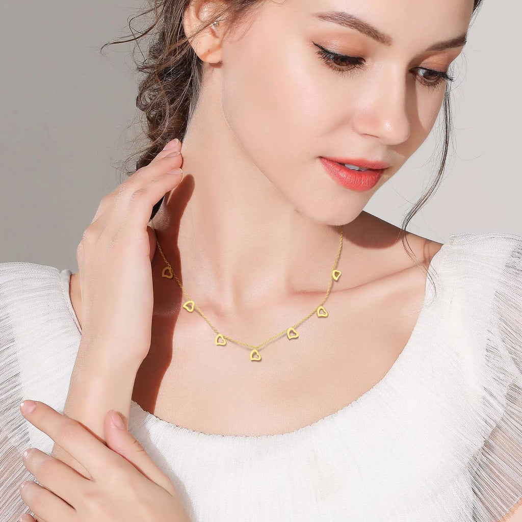Minimalist Heart Chain Necklace Stackable Women Jewelry