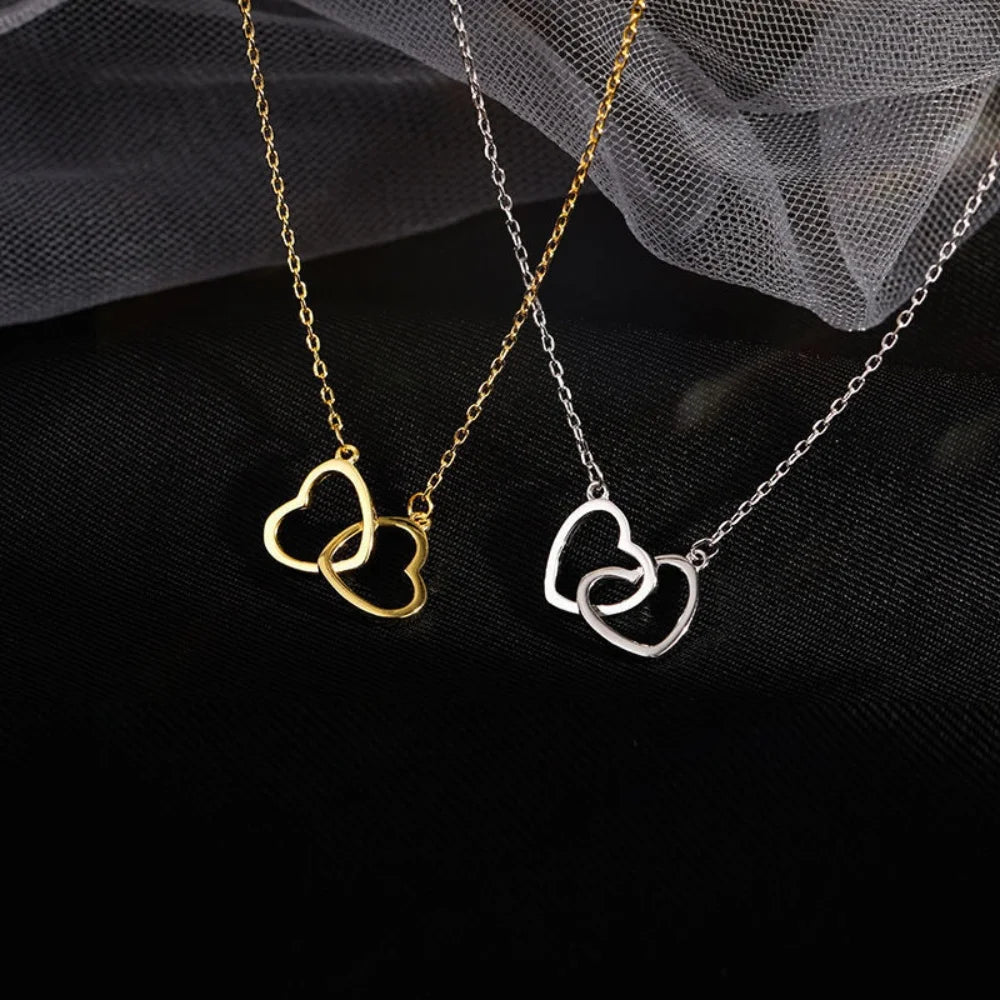 Retro Love Buckle Pendant Necklace Gold Women Accessories