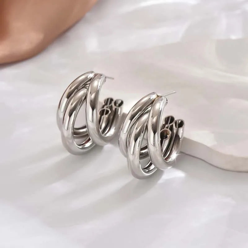 Elegant Gold Circle Hoop Earrings Vintage Geometric Statement Women